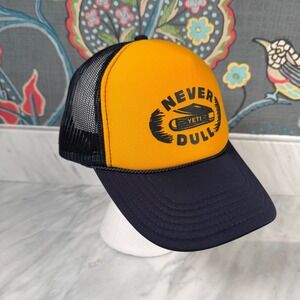 Yeti Never Dull Pocket Knife Trucker Hat Gold Blue Snapback Cap Limited Rope‎